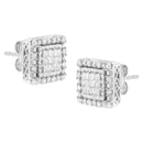 10K White Gold 1/2 cttw Invisible Set Princess-Cut Diamond Square Stud Earring (I-J Color, I1-I2 Clarity)-4