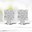 14K White Gold 1.0 Cttw Princess and Baguette-Cut Diamond Square Framed Huggie Hoop Omega Earrings (H-I Color, SI1-SI2 Clarity)-1
