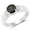 1.29 Carat Genuine Chrome Diopside and White Topaz .925 Sterling Silver Ring-1