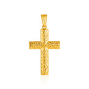 14k Yellow Gold Reversible Textured Cross Pendant-3