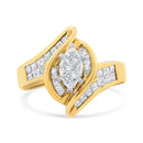 14K Yellow Gold Princess, Baguette, and Pie cut Diamond Marquise Shaped Ring (1 1/4 Cttw, G-H Color, SI1-SI2 Clarity) - Size 5-1/2-3