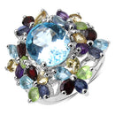 10.34 Carat Genuine Multi Stone .925 Sterling Silver Ring-1