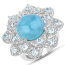 12.72 Carat Genuine Aquamarine and White Diamond .925 Sterling Silver Ring-1
