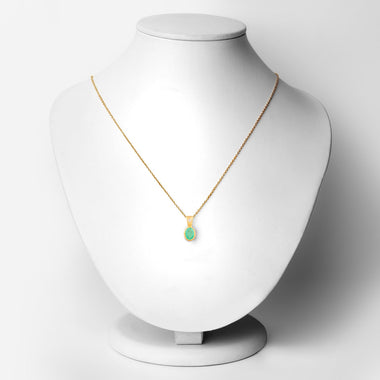 18K Yellow Gold Plated 0.67 Carat Genuine Emerald and White Topaz .925 Sterling Silver Pendant - 0