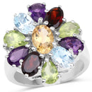 5.150 Carat Genuine Multi Stones .925 Sterling Silver Ring-1
