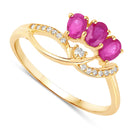 0.71 Carat Genuine Ruby and White Diamond 14K Yellow Gold Ring-2
