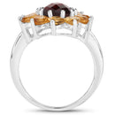 5.50 Carat Genuine Garnet and Citrine .925 Sterling Silver Ring-2