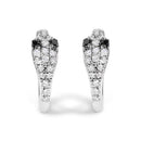 10K White Gold 1/5 Cttw Diamond Snake Eyes Huggy Hoop Earrings-1