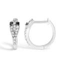 10K White Gold 1/5 Cttw Diamond Snake Eyes Huggy Hoop Earrings-3