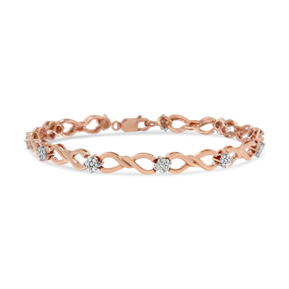 10K Rose Gold Plated .925 Sterling Silver 1/2 Cttw Diamond Infinity Link Tennis Bracelet (H-I Color, I2-I3 Clarity) -7â€