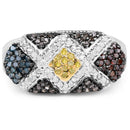 0.61 Carat Genuine Multi Diamond .925 Sterling Silver Ring-3