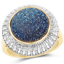4.90 Carat Genuine Cobalt Blue Drusy .925 Sterling Silver Ring-1