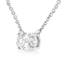 14K White Gold 1/2 Cttw Lab Grown Oval Shape Solitaire Diamond East West 18" Pendant Necklace (E-F Color, VS1-VS2 Clarity)-3