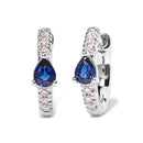 10K White Gold Pear Shaped Blue Sapphire and 1/10 Cttw Diamond Huggy Hoop Earrings (H-I Color, I1-I2 Clarity)-5