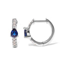 10K White Gold Pear Shaped Blue Sapphire and 1/10 Cttw Diamond Huggy Hoop Earrings (H-I Color, I1-I2 Clarity)-6