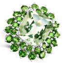 9.89 Carat Genuine Green Amethyst and Chrome Diopside .925 Sterling Silver Ring-2