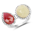 8.86 Carat Genuine Pink Sapphire and Sapphire White .925 Sterling Silver Ring-1