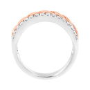 10K White and Rose Gold 1/3 Cttw Diamond Split Shank and Infinity Ribbon Band Ring (I-J Color, I1-I2 Clarity) - Size 6-4