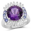 5.24 Carat Genuine Amethyst, Tanzanite & White Topaz .925 Sterling Silver Ring-1