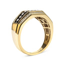Men's 14K Yellow Gold Plated .925 Sterling Silver 1 1/2 Cttw White and Black Treated Diamond Cluster Ring (Black / I-J Color, I2-I3 Clarity) - Size 10-3
