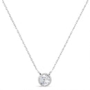 AGS Certified 10K White Gold 1/5 Cttw Bezel Set Round Diamond Solitaire 16-18" Adjustable Pendant Necklace (H-I Color, SI1-SI2 Clarity)-2