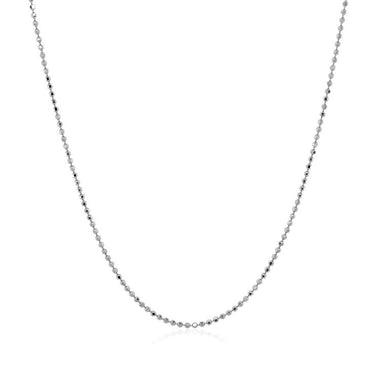14k White Gold Diamond Cut Bead Chain 1.0mm - 0