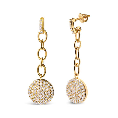 18K Yellow Gold Plated .925 Sterling Silver 1.0 Cttw Diamond Composite Cluster Dangle Chain Earrings (I-J Color, I1-I2 Clarity) - 0