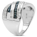 1.02 Carat Genuine Blue Diamond & White Diamond .925 Sterling Silver Ring-3