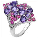 2.58 Carat Genuine Amethyst & Ruby .925 Sterling Silver Ring-2