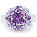 2.19 Carat Genuine Amethyst and Tanzanite .925 Sterling Silver Ring-3
