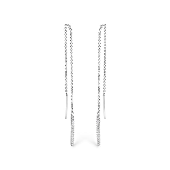 10K White Gold 1/10 Cttw Diamond Threader Earrings