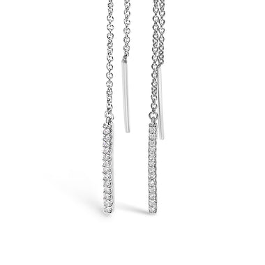 10K White Gold 1/10 Cttw Diamond Threader Earrings - 0