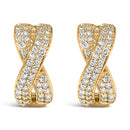 14K Yellow Gold 1/3 Cttw Diamond Criss Cross Huggie Hoop Earrings (G-H Color, SI2-I1 Clarity)-5