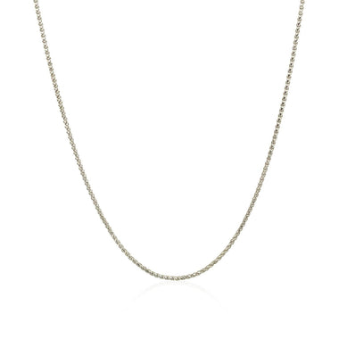 14k White Gold Diamond Cut Round Wheat Chain 1.0mm - 0