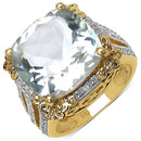 14K Yellow Gold Plated 8.24 Carat Genuine Amethyst & White Topaz .925 Sterling Silver Ring-1