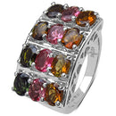 3.72 Carat Genuine Multi Tourmaline .925 Sterling Silver Ring-2