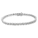 .925 Sterling Silver 1.0 cttw Miracle Set Diamond Spiraling Bezel Link Bracelet(I-J Color, I3 Clarity) -7.25"-2