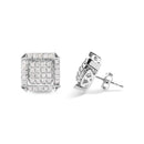 10K White Gold 1 1/10 Cttw Princess Diamond Composite and Halo Stud Earrings (I-J Color, I1-I2 Clarity)-3