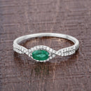 0.32 Carat Genuine Zambian Emerald and White Diamond 14K White Gold Ring-4