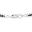 Black Rhodium over .925 Sterling Silver 1.0 Cttw Rose Cut Diamond Double-Link 7" Tennis Bracelet (Blue Color, I1-I2 Clarity)-5