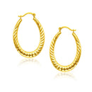 14k Yellow Gold Hoop Earrings with Textured Details-1