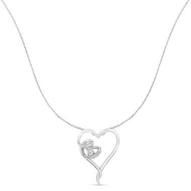 .925 Sterling Silver 1/10 cttw Diamond Heart Pendant Necklace (H-I, I1-I2) - 0