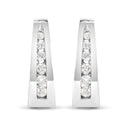 14K White Gold 1/4 Cttw Channel-Set Brilliant Round-Cut Diamond Hoop Earrings (H-I Color, I1-I2 Clarity)-1