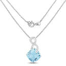 11.95 Carat Genuine Blue Topaz & White Topaz .925 Sterling Silver Pendant-2