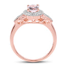 14K Rose Gold Plated 0.73 Carat Genuine Morganite & White Topaz .925 Sterling Silver Ring-2