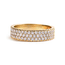 14K Yellow Gold Pave Set 3/4 cttw Multi Row Diamond Band Ring  (H-I Color, SI2-I1 Clarity) - Size 7-4