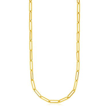 14k Yellow Gold Textured Paperclip Chain (3.5mm) - 0