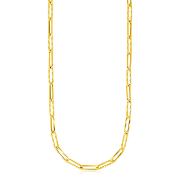 14k Yellow Gold Textured Paperclip Chain (3.5mm)