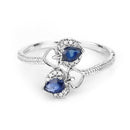 0.34 Carat Genuine Blue Sapphire and White Diamond 14K White Gold Ring-3
