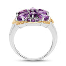 Two Tone Plated 2.66 Carat Genuine Amethyst .925 Sterling Silver Ring-2